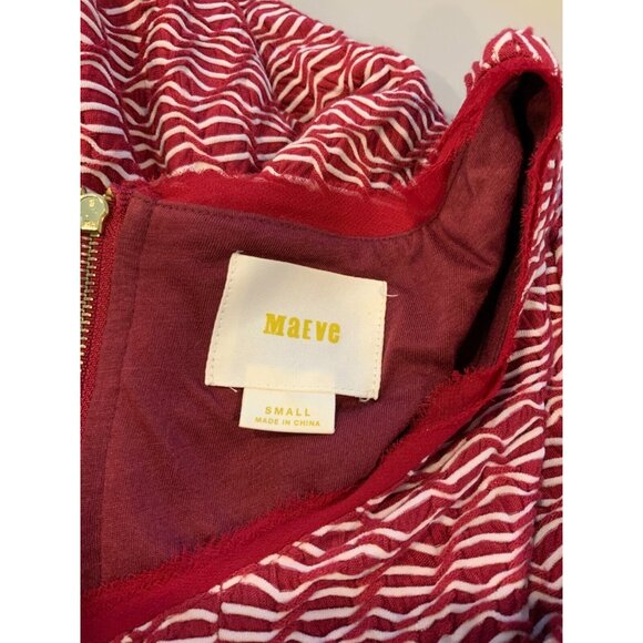 Maeve Anthropologie Red & White Wavy Textured Fit & Flare Dress, Size Small - Picture 7 of 7